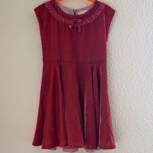 Mini Boden Girls Red/Pink Velvet Dress Size 7-8 Years